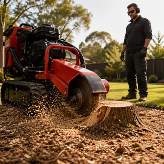 Stump grinding after tree removal in Ballan