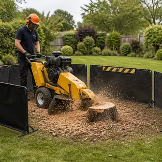 Stump grinding after tree removal in Bannockburn