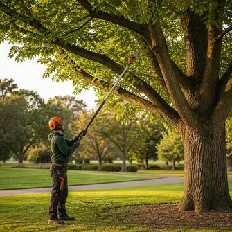 Tree Pruning Creswick Vic, arborist carefully pruning a tree