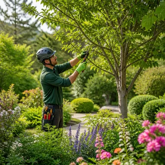 Pruning overgrown trees in Hepburn Springs