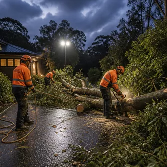 Emergency tree removal after storm in Hepburn Springs