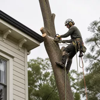 Removing a tree close to a building in Hepburn Springs
