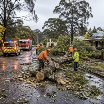Emergency tree removal due to storm damage in Hepburn, Victoria