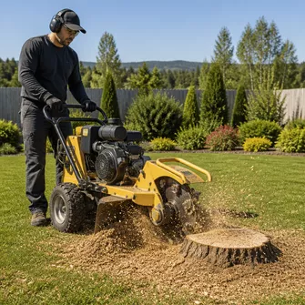Stump grinding after tree removal in Meredith