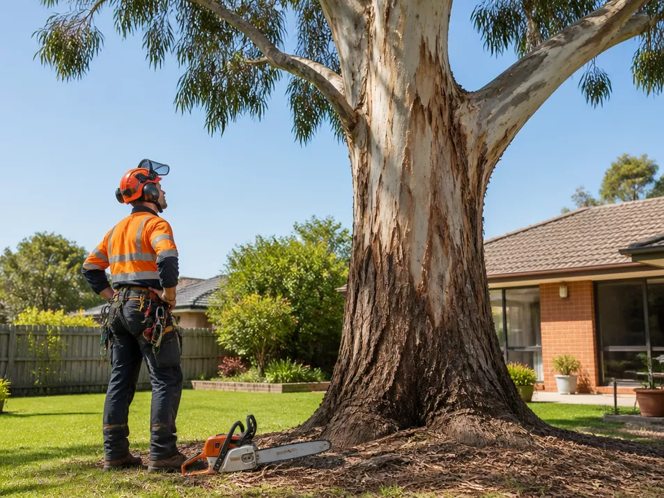 Professional arborist preparing for tree removal in Newlyn, VIC