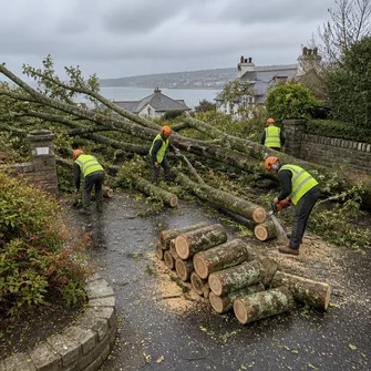 Emergency tree removal after storm in Newlyn