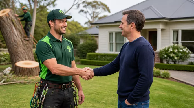 Happy customer with professional tree removal service in Wendouree
