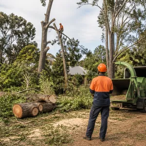 Stump grinding services in a residential garden in Ballan