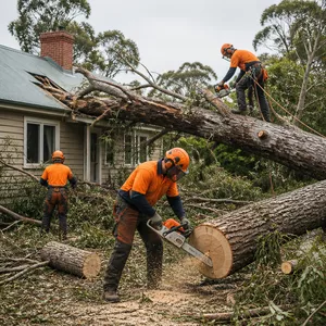 Emergency tree removal after storm damage in Ballan