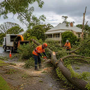 Emergency tree removal after a storm in Clunes, safely clearing fallen branches.