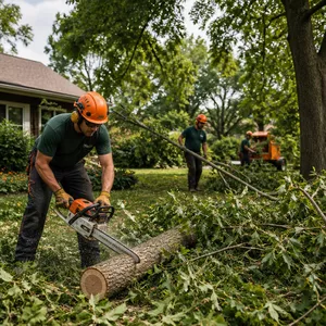 Storm damage tree clean-up in a Gordon backyard