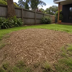 Stump grinding after tree removal in a Hepburn Vic backyard