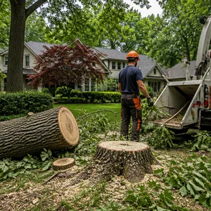 Large tree removal from a residential property in Scarsdale