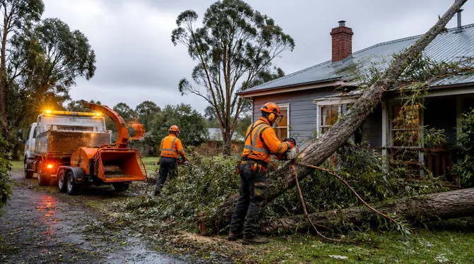 Emergency storm tree removal in Buangor